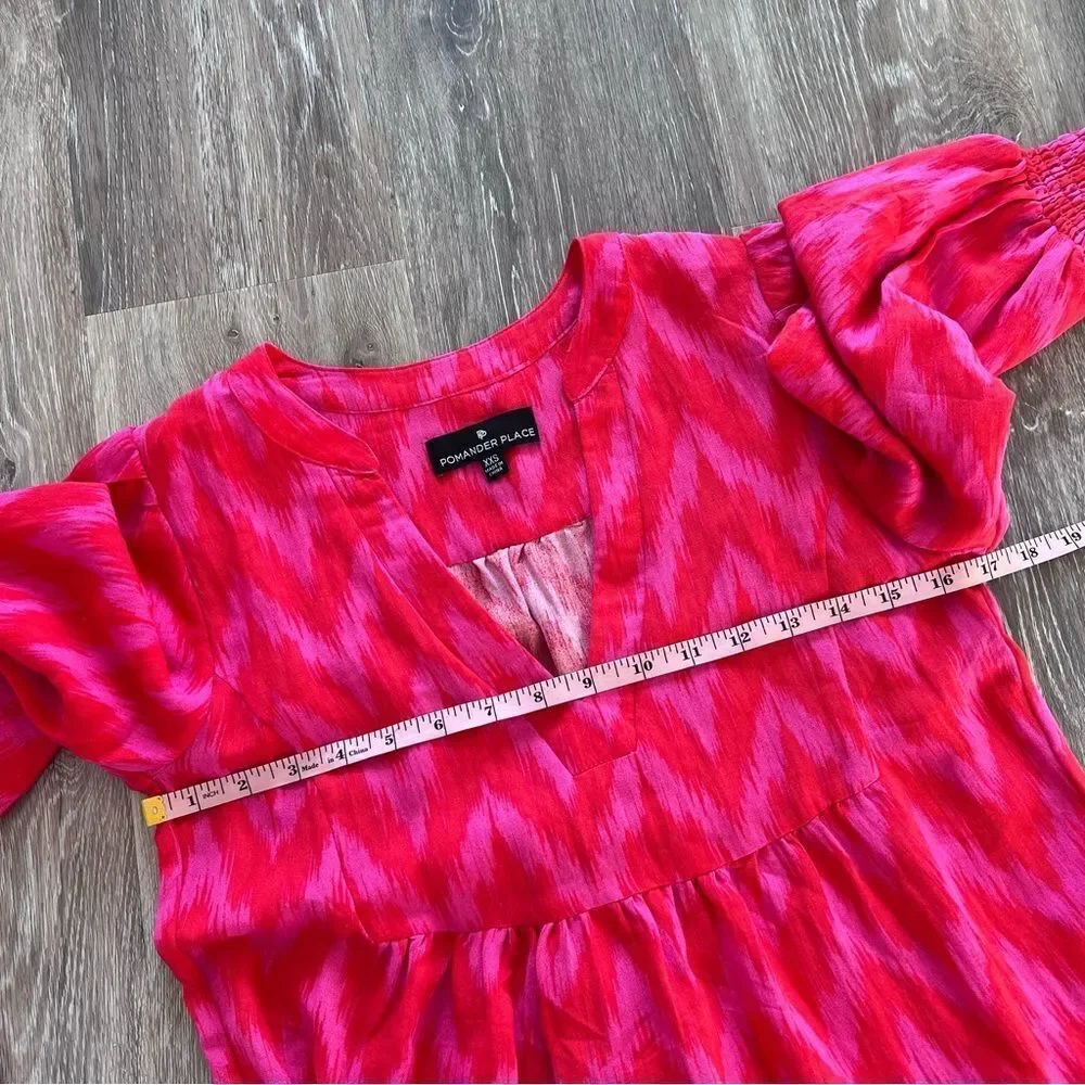 Pomander place Hot Pink Ikat Kenzo Dress Women’s Size xxs‎
